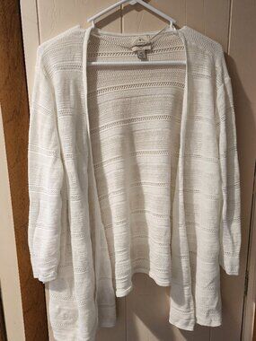 **St. John’s Bay White Open Knit Cardigan | Size 2X | Lightweight Layer**